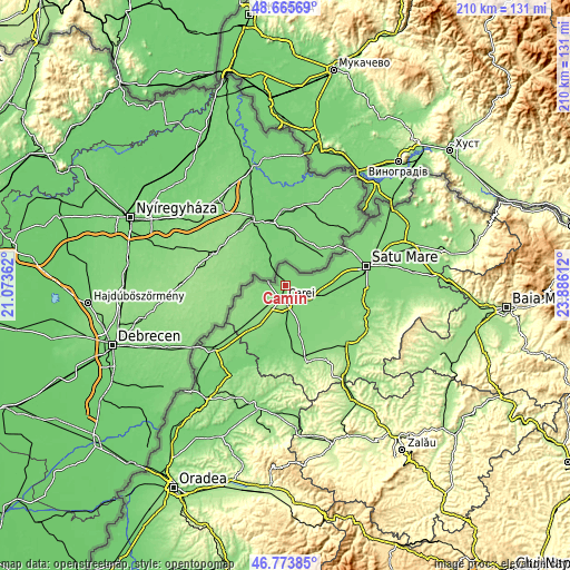 Topographic map of Cămin