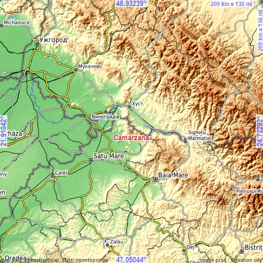 Topographic map of Cămărzana