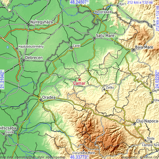 Topographic map of Camăr