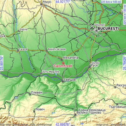 Topographic map of Calomfirești