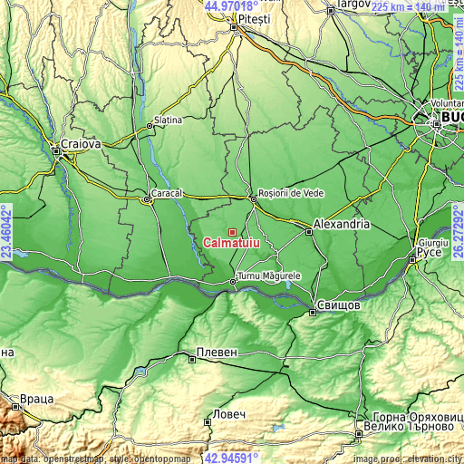 Topographic map of Călmăţuiu