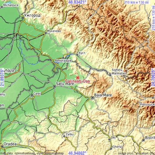 Topographic map of Călineşti-Oaş