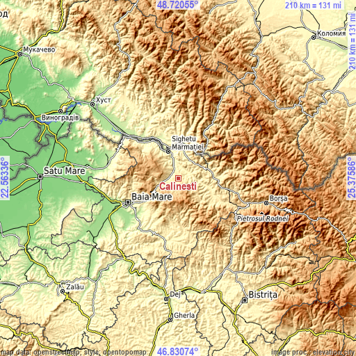 Topographic map of Călineşti