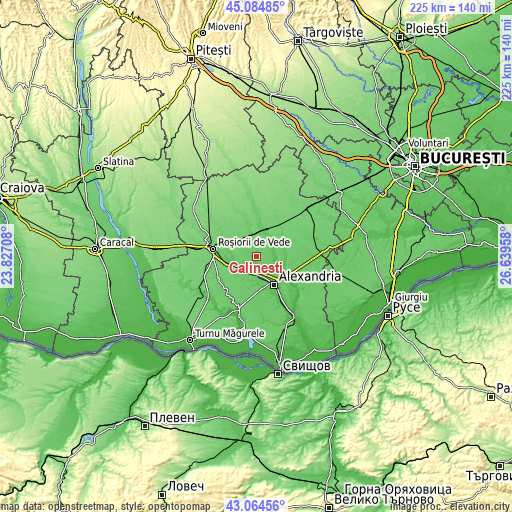 Topographic map of Călineşti