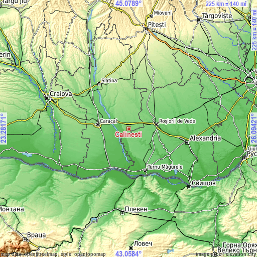 Topographic map of Călinești