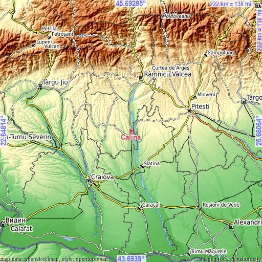 Topographic map of Călina