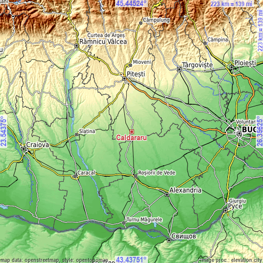 Topographic map of Căldăraru