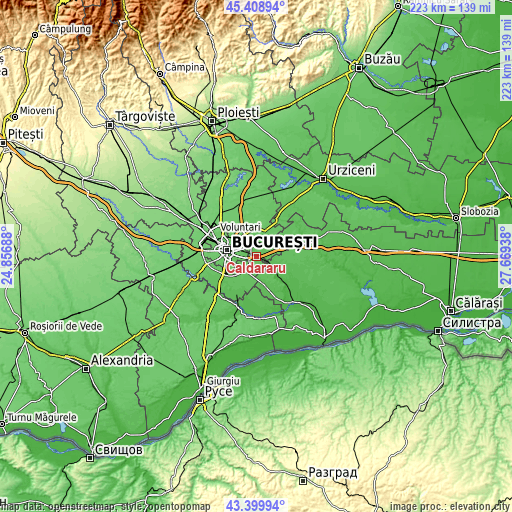 Topographic map of Căldăraru