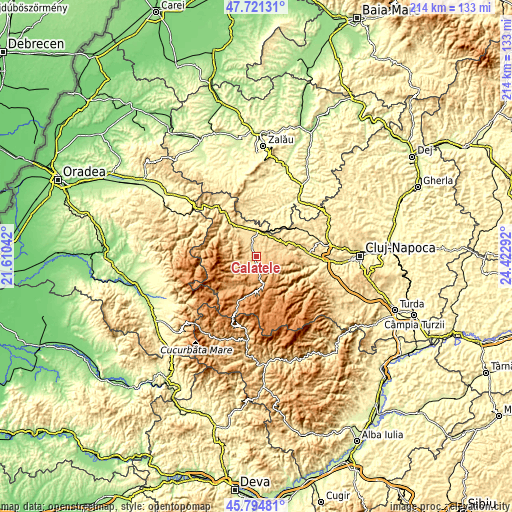 Topographic map of Călăţele