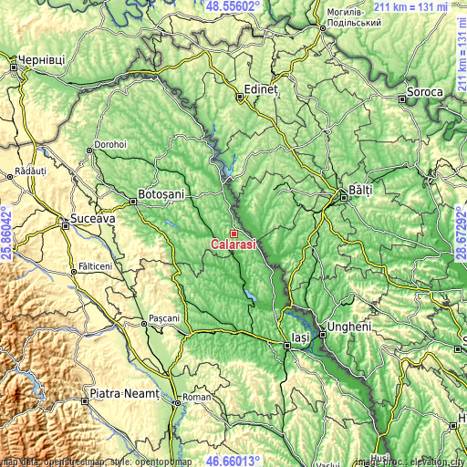 Topographic map of Călăraşi