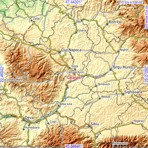 Topographic map of Călăraşi