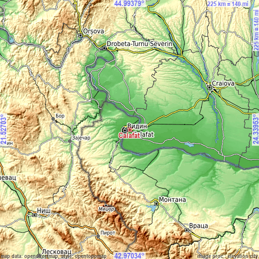 Topographic map of Calafat