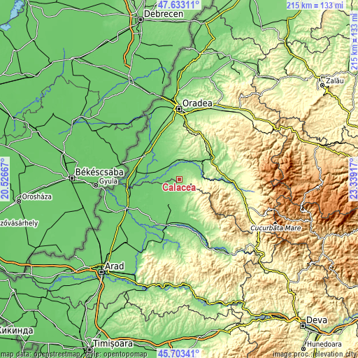 Topographic map of Călacea