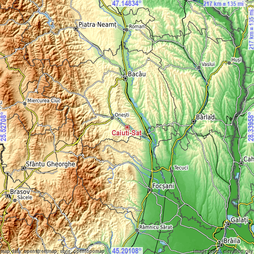 Topographic map of Căiuţi-Sat