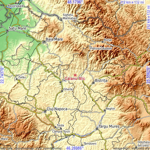 Topographic map of Căianu Mic