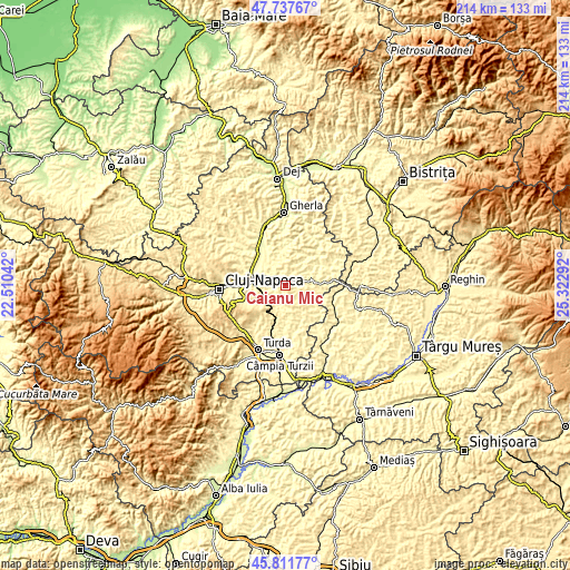 Topographic map of Căianu Mic