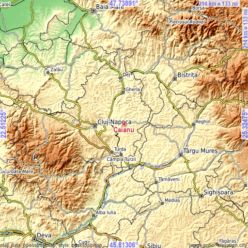 Topographic map of Căianu