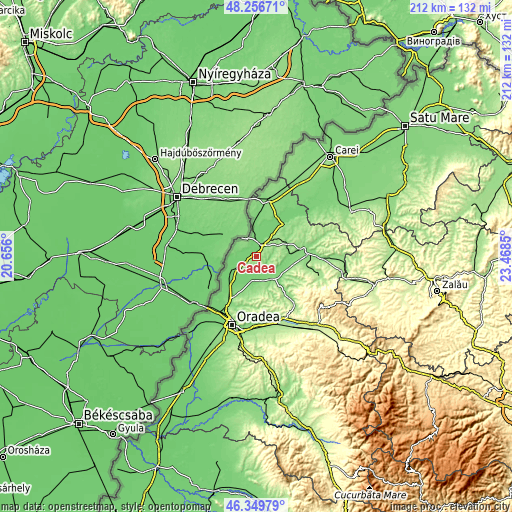 Topographic map of Cadea