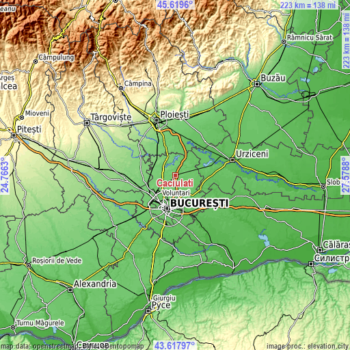 Topographic map of Căciulați