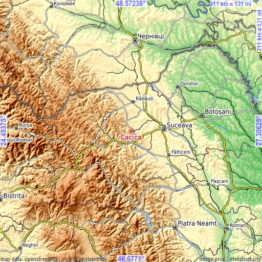Topographic map of Cacica