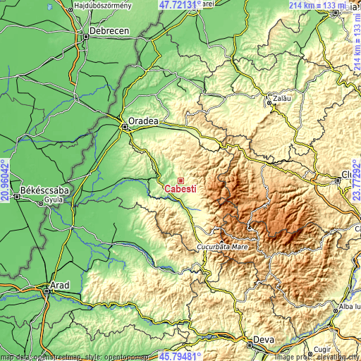 Topographic map of Căbeşti