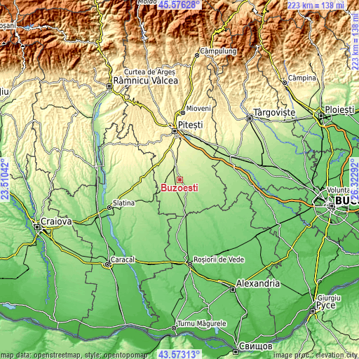 Topographic map of Buzoeşti