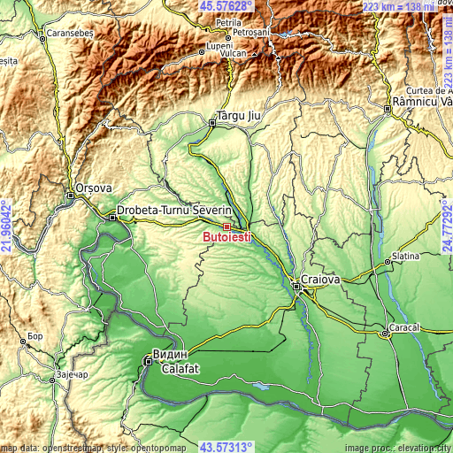 Topographic map of Butoieşti