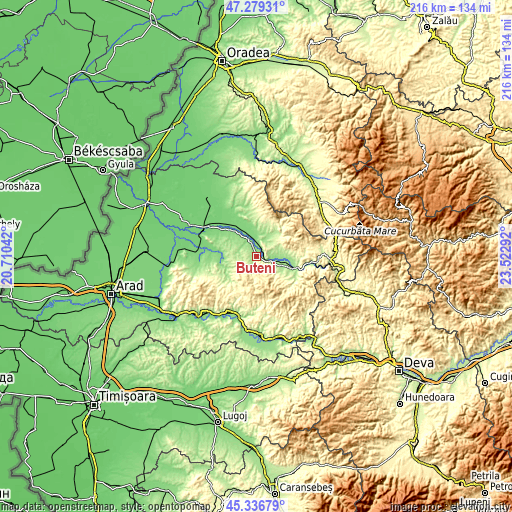 Topographic map of Buteni