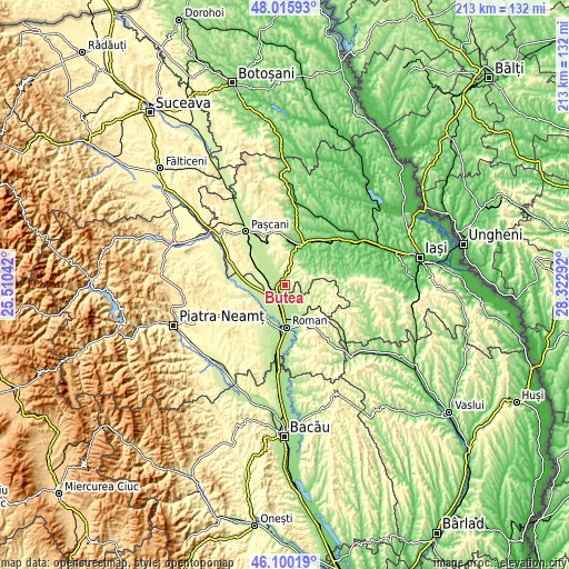 Topographic map of Butea