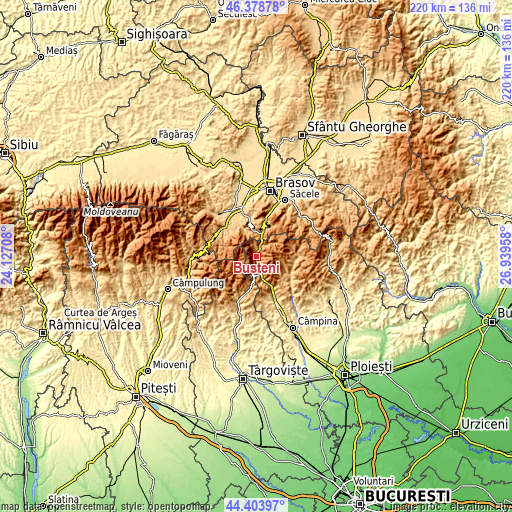 Topographic map of Buşteni