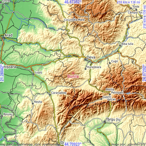 Topographic map of Bunila