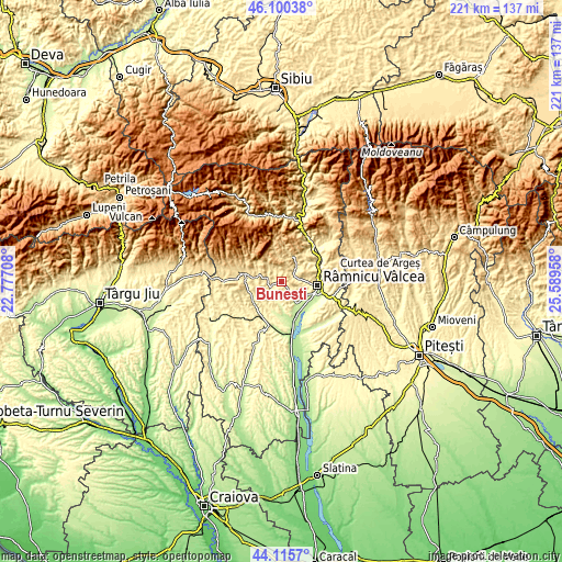 Topographic map of Buneşti