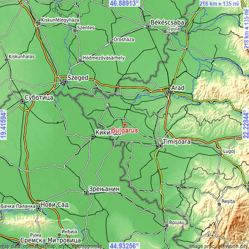 Topographic map of Bulgăruș