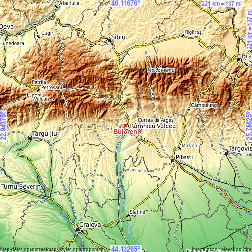 Topographic map of Bujoreni