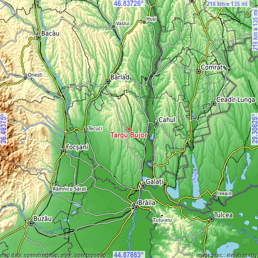 Topographic map of Târgu Bujor