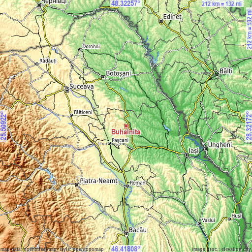 Topographic map of Buhalnița