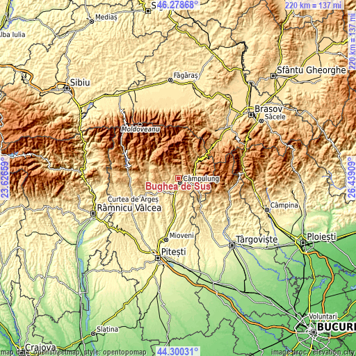 Topographic map of Bughea de Sus