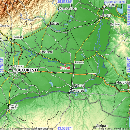 Topographic map of Buești
