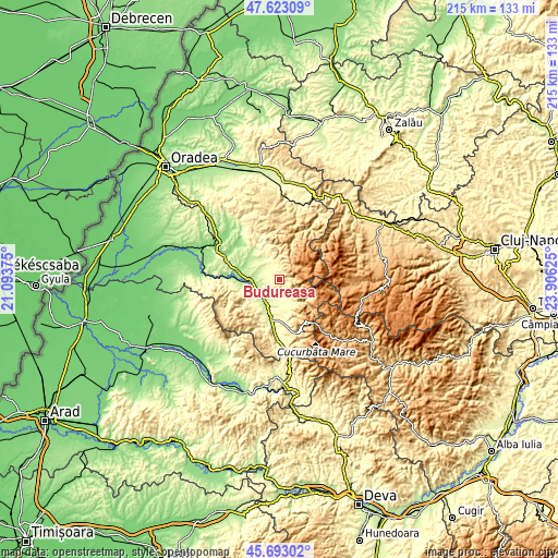 Topographic map of Budureasa