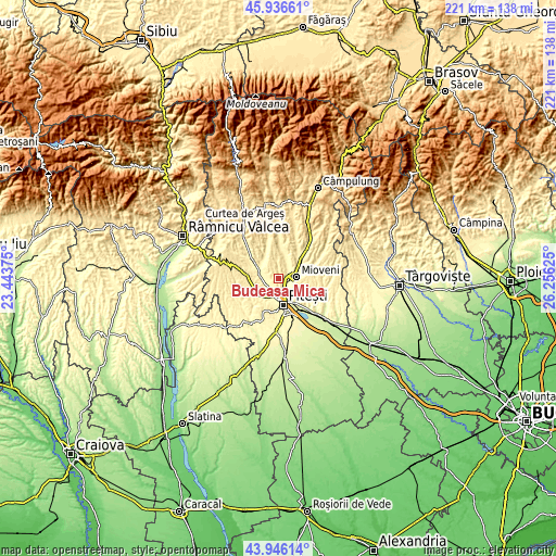 Topographic map of Budeasa Mică