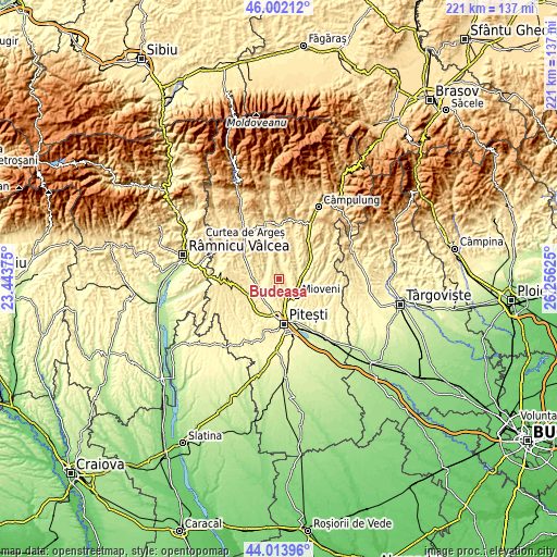 Topographic map of Budeasa