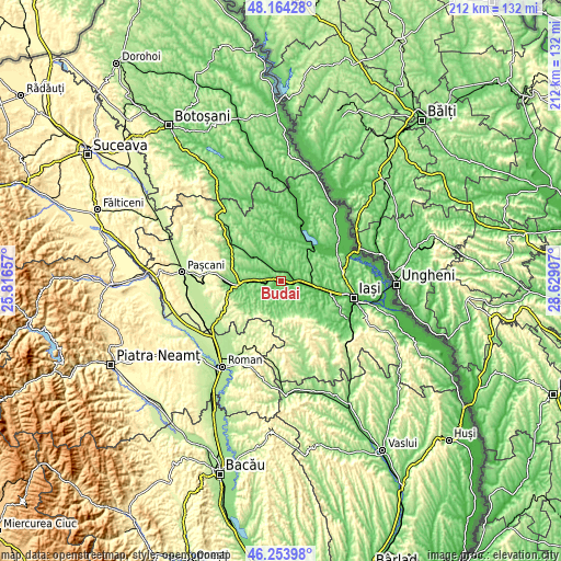 Topographic map of Budăi