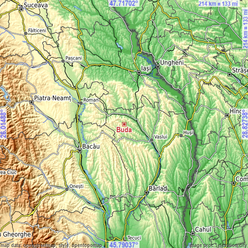 Topographic map of Buda