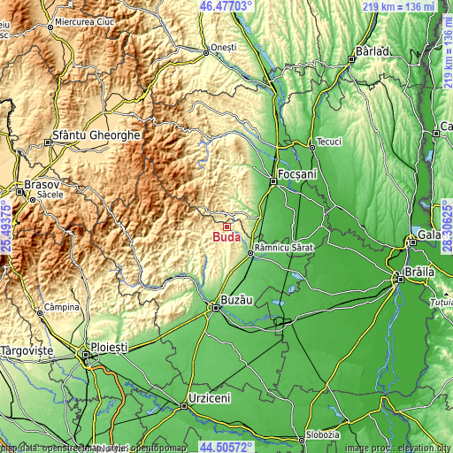 Topographic map of Buda