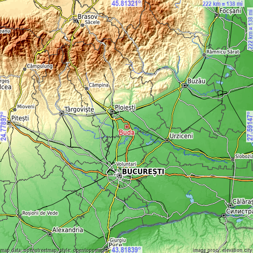 Topographic map of Buda