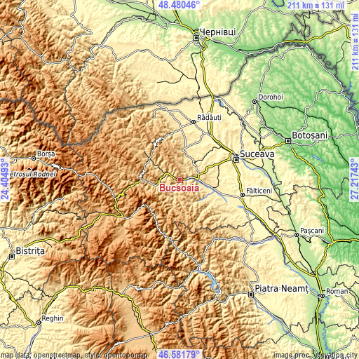 Topographic map of Bucșoaia