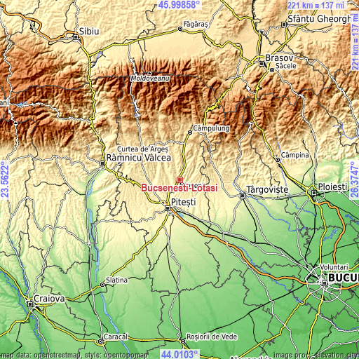 Topographic map of Bucșenești-Lotași