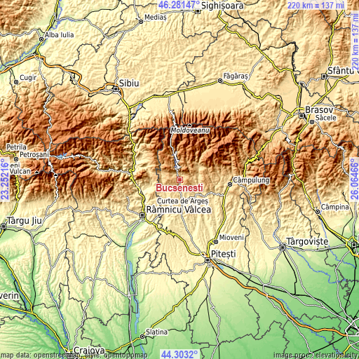 Topographic map of Bucșenești