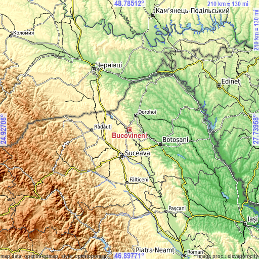 Topographic map of Bucovineni