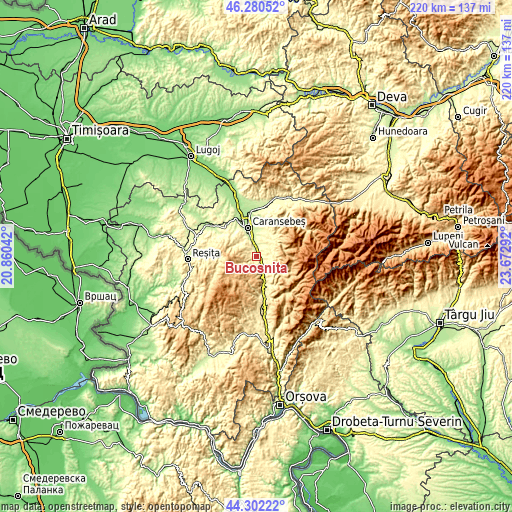 Topographic map of Bucoşniţa